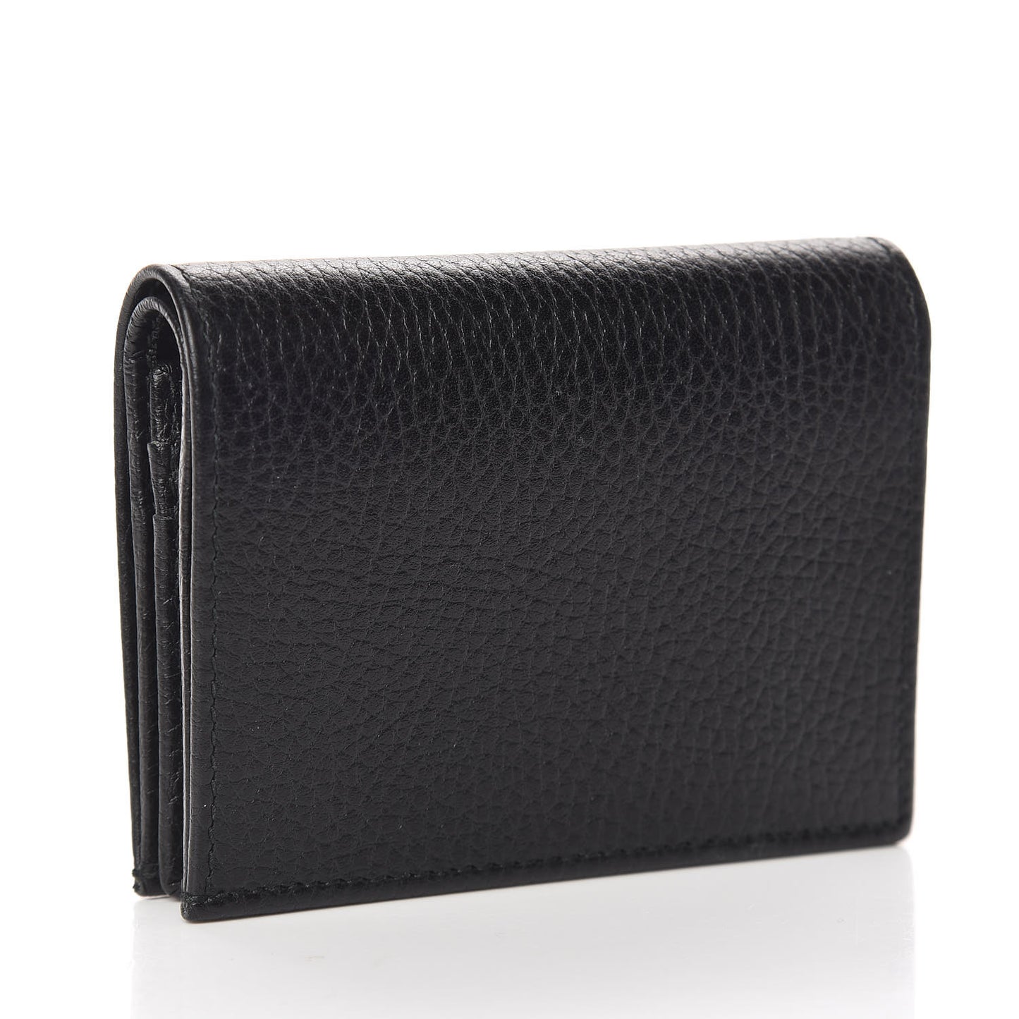 Pebbled Calfskin GG Marmont Card Case Black