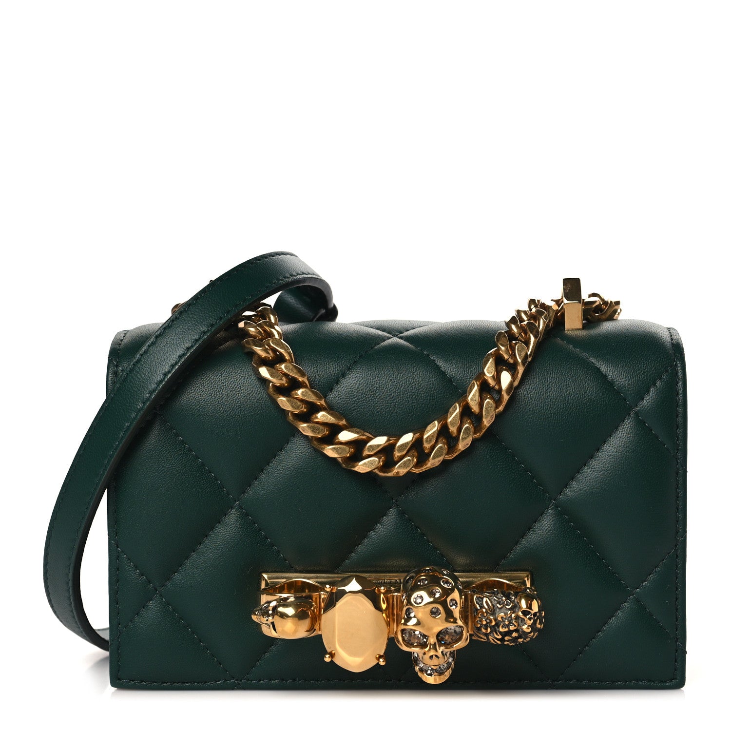 Alexander McQueen Lambskin Quilted Knuckle Shoulder Bag Green 1 of 10