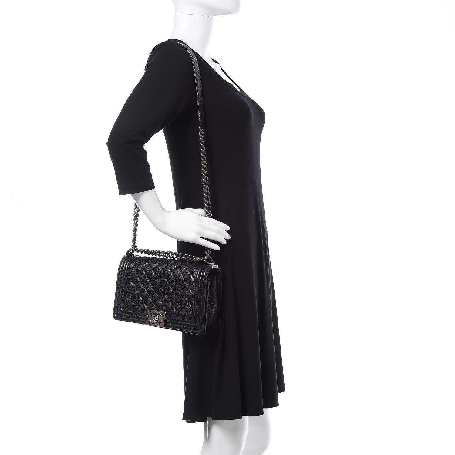 Chanel Caviar Quilted Medium Boy Flap Black 2 of 13