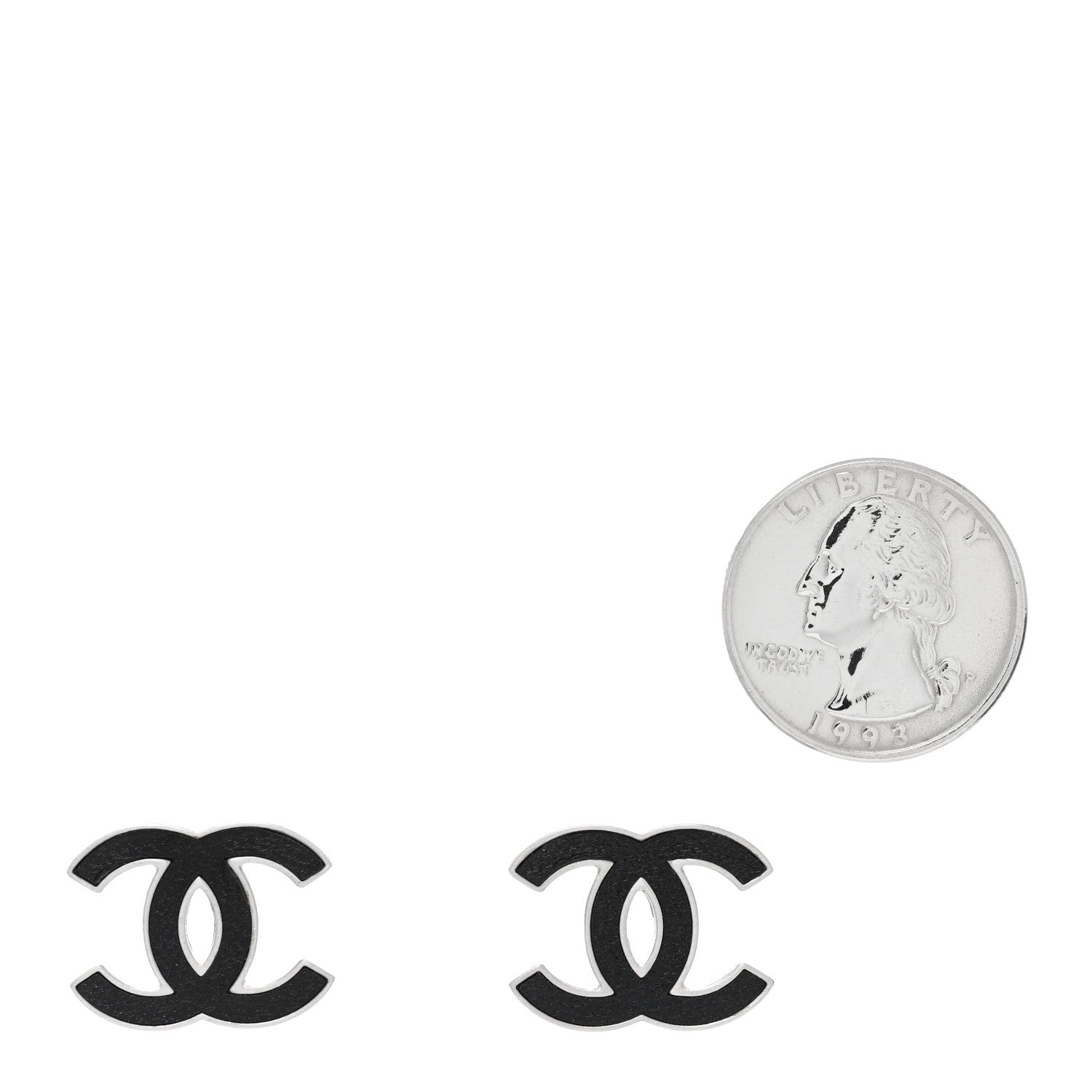 Chanel Lambskin CC Earrings Black Silver 2 of 4