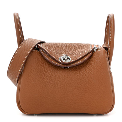 Hermes Taurillon Clemence Mini Lindy 20 Gold 1 of 11