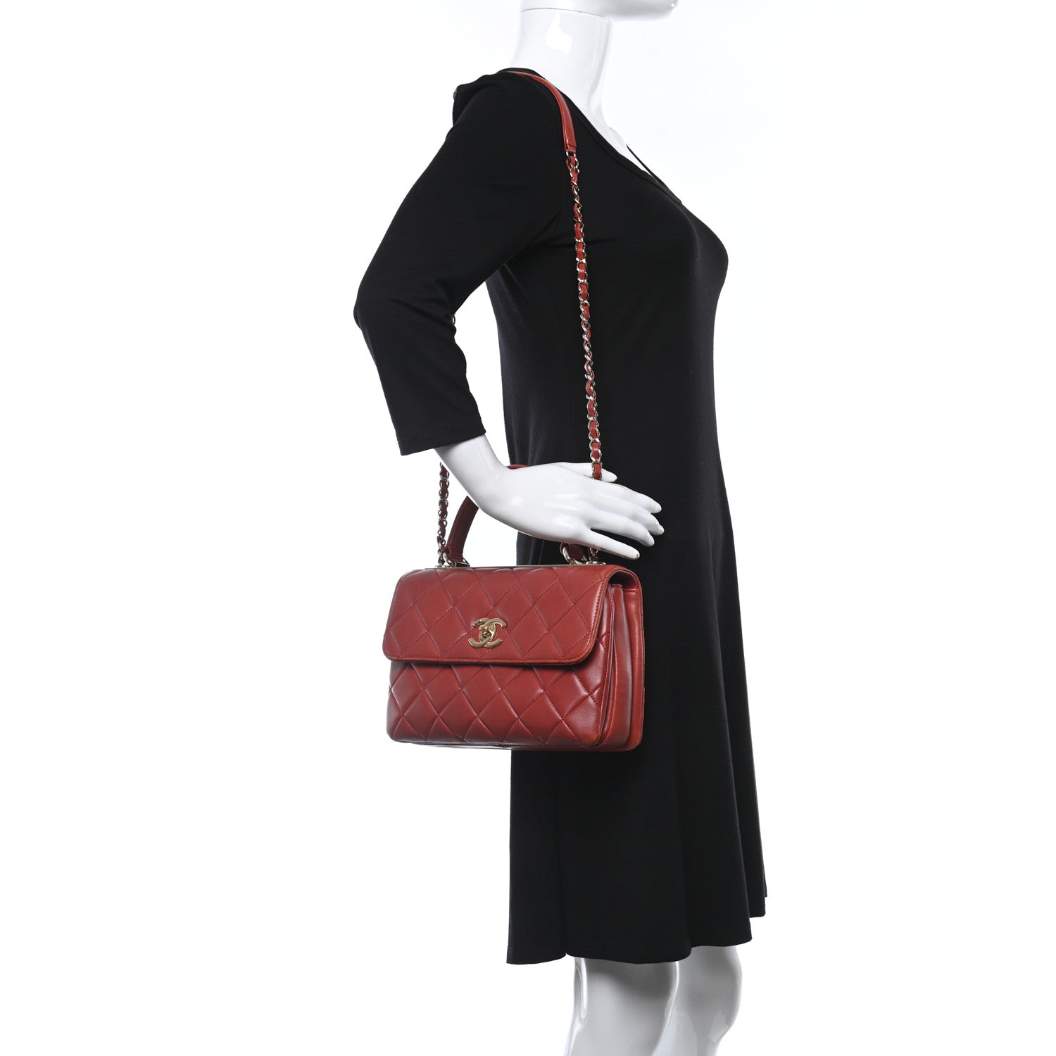 Chanel Lambskin Quilted Small Trendy CC Flap Dual Handle Bag Red 2 of 11