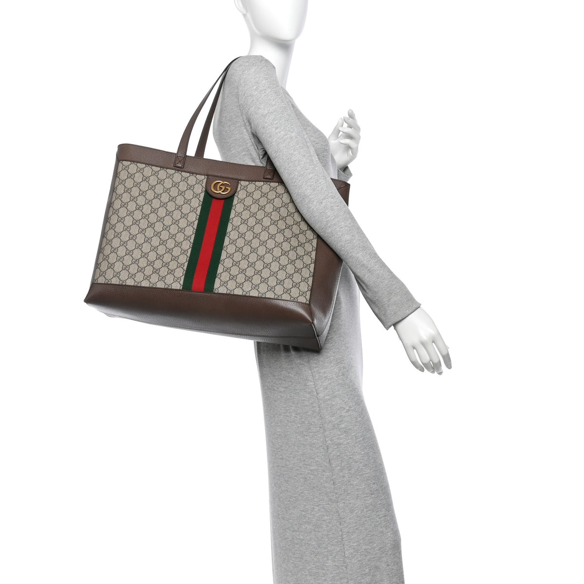 Gucci GG Supreme Monogram Web Ophidia Tote Brown 2 of 11