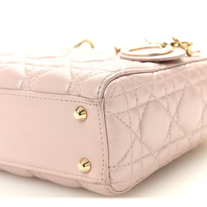 Christian Dior Metallic Lambskin Cannage Mini Lady Dior Lotus 10 of 10
