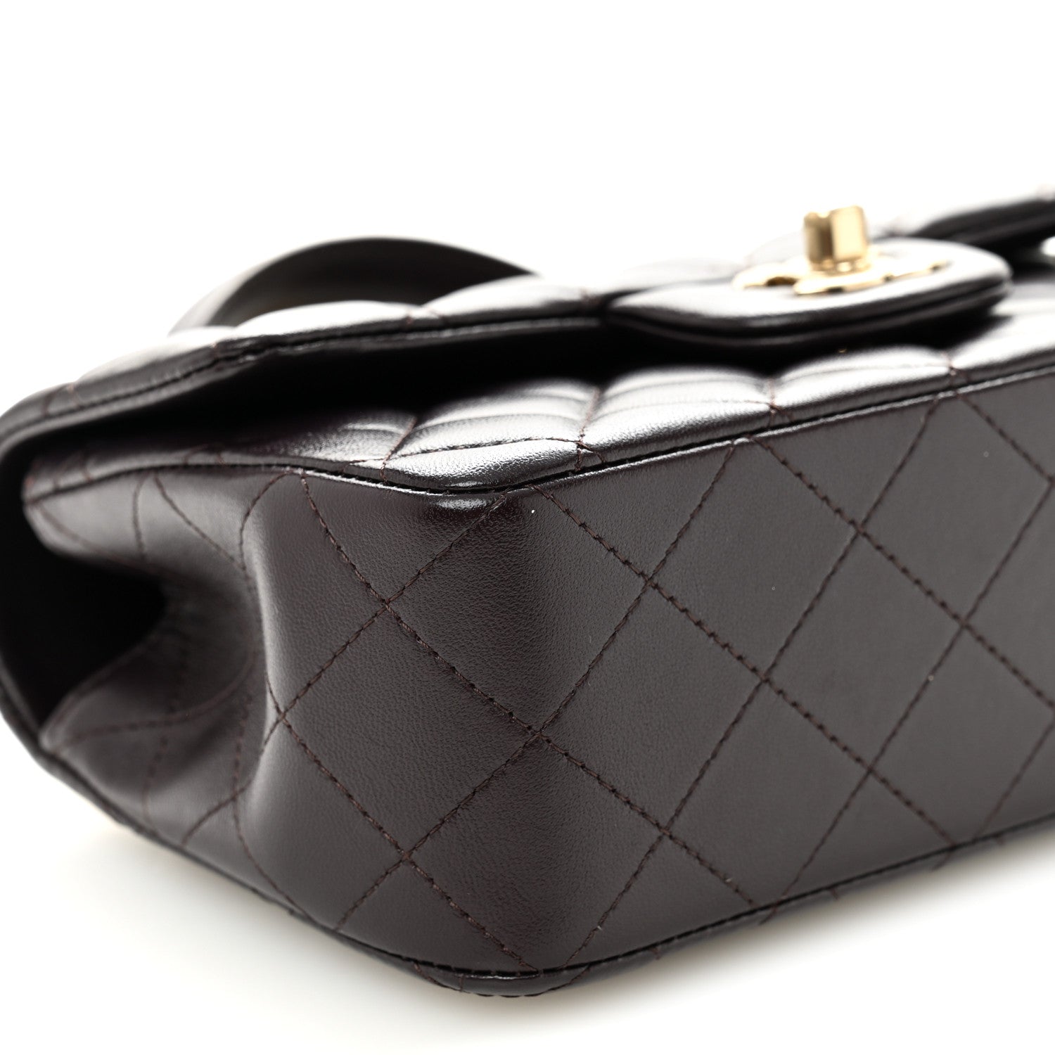 Chanel Lambskin Quilted Mini Top Handle Rectangular Flap Dark Purple 8 of 9