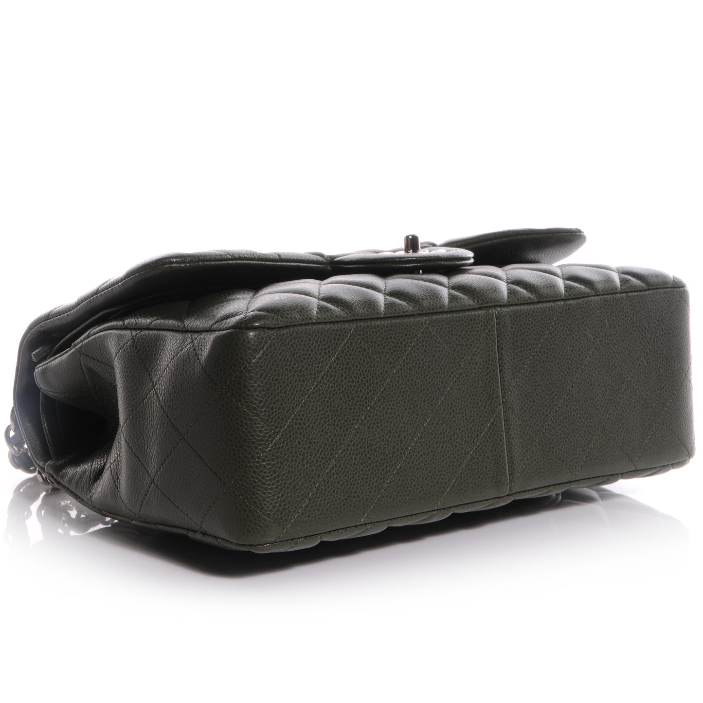 Caviar Jumbo Double Flap Dark Green