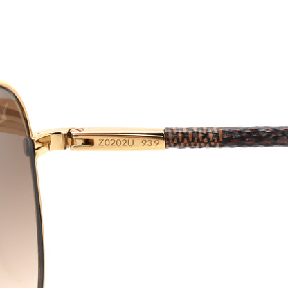Louis Vuitton Damier Ebene Conspiration Pilote Aviator Sunglasses Z0202U Gold 5 of 7