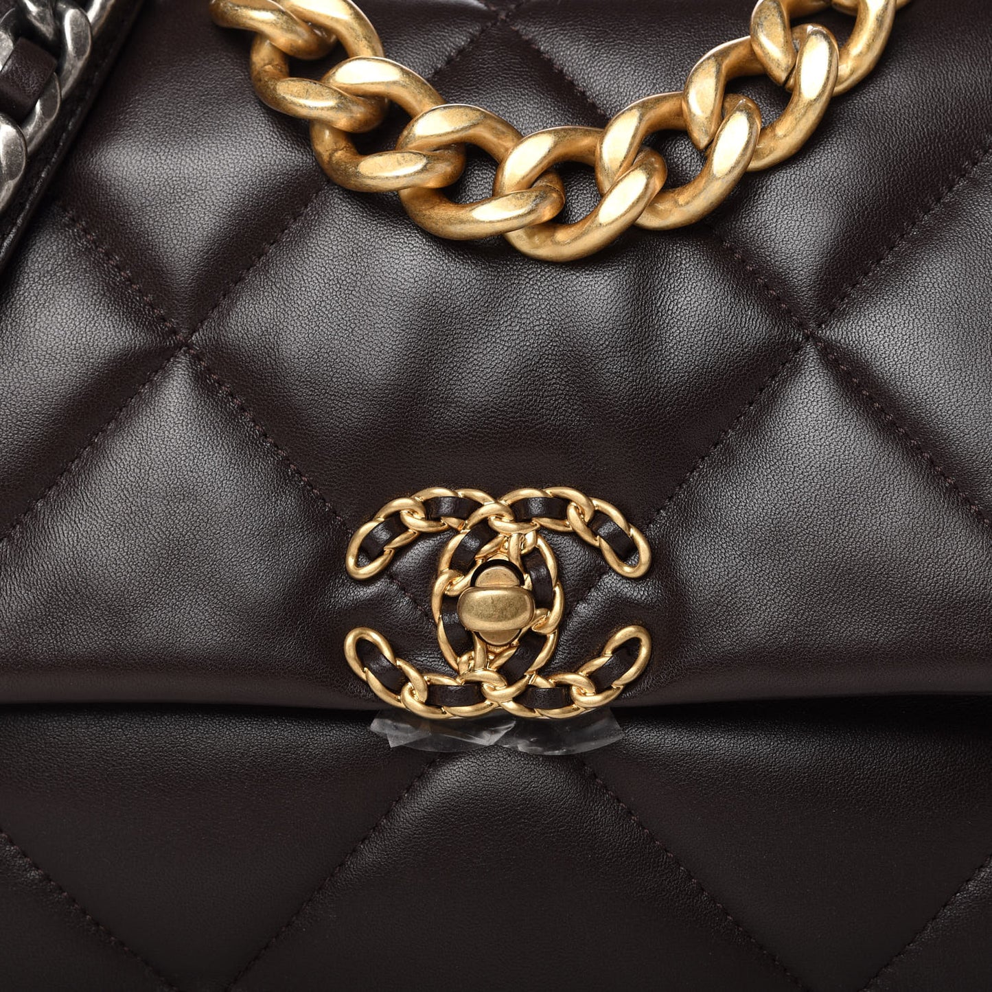 Lambskin Quilted Large Chanel 19 Flap Dark Brown