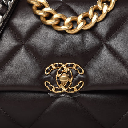 Chanel Lambskin Quilted Large Chanel 19 Flap Dark Brown 10 of 13