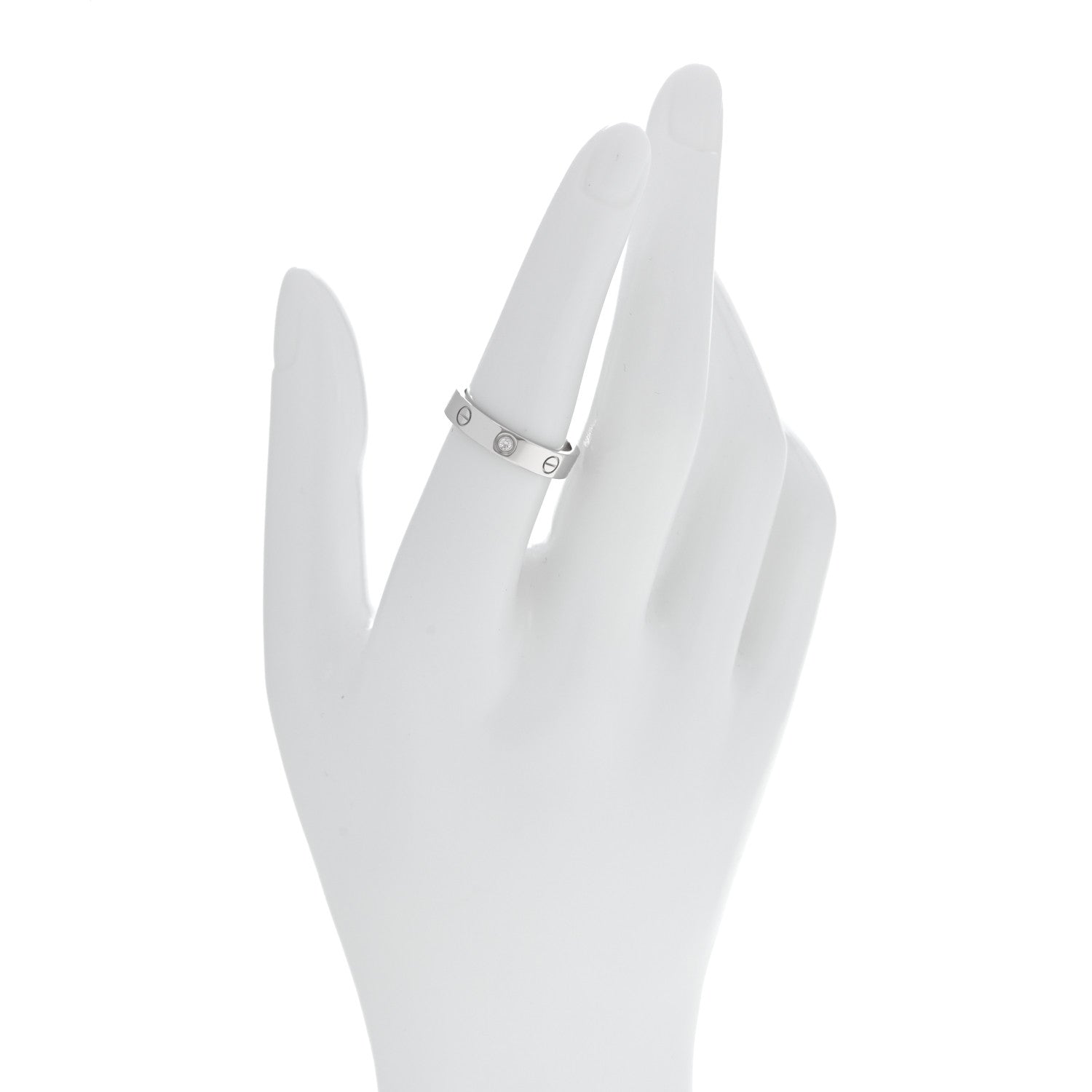 Cartier 18K White Gold Diamond 4mm LOVE Wedding Band Ring 54 6.75 2 of 4