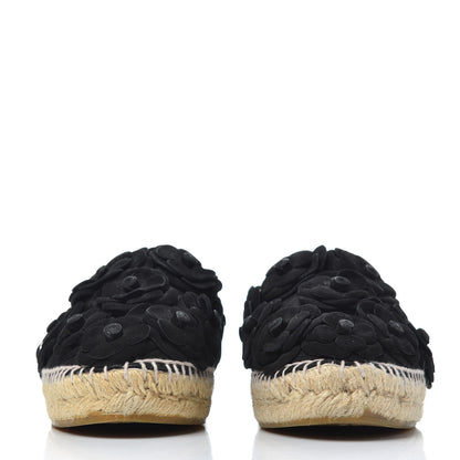 Chanel Suede Camellia CC Espadrilles 37 Black 2 of 26