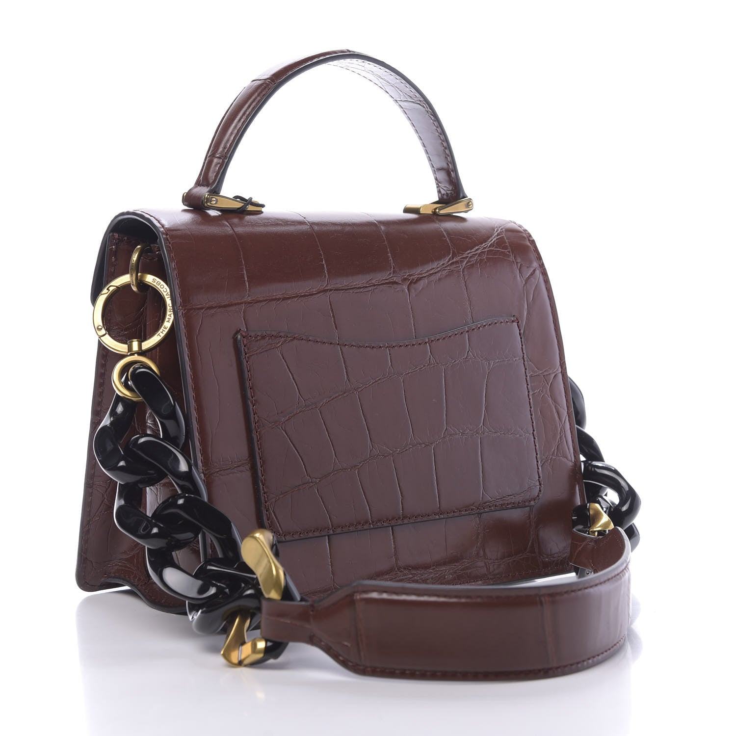 Marc Jacobs Calfskin Crocodile Embossed Uptown Shoulder Bag Brown 3 of 9