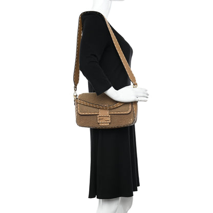 Fendi Curly Sheepskin Cuoio Romano Selleria Baguette Camel Cammello 2 of 9