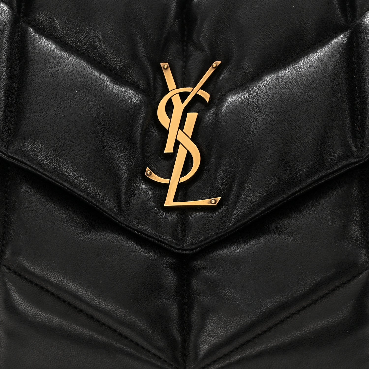 Saint Laurent Lambskin Quilted Medium Loulou Puffer Monogram Chain Satchel Black 8 of 11
