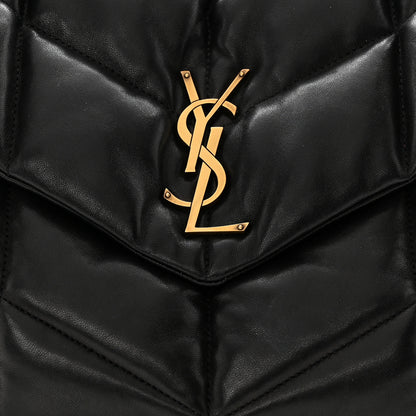 Saint Laurent Lambskin Quilted Medium Loulou Puffer Monogram Chain Satchel Black 8 of 11