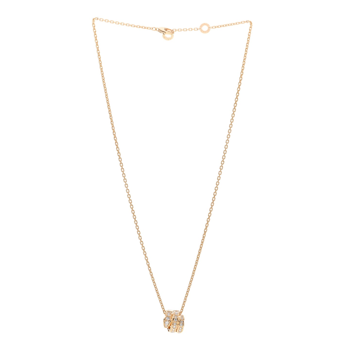 18K Yellow Gold Diamond Serpenti Viper Pave Pendant Necklace