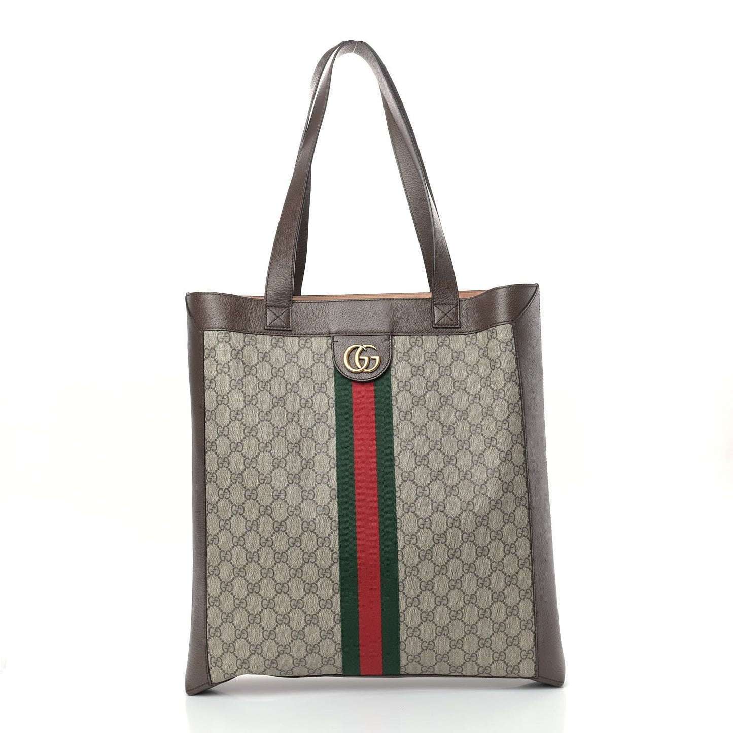 GG Supreme Monogram Web Large Ophidia Vertical Shopping Tote Brown