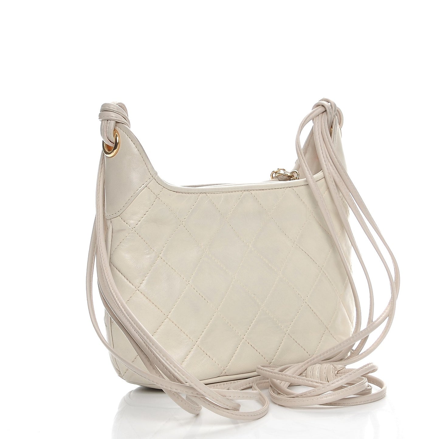 Lambskin Quilted Tassel Bag Beige Clair