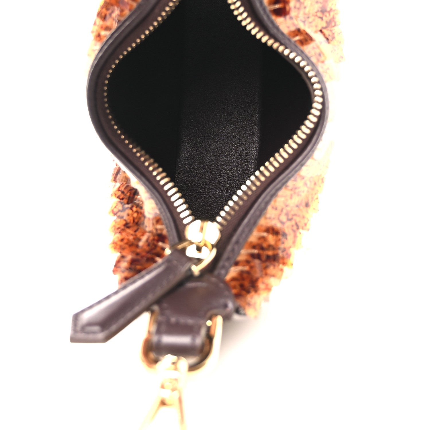 Fendi Sequin Paillettes Shiny Nappa Nano Fendigraphy Hobo Charm Brown 5 of 11