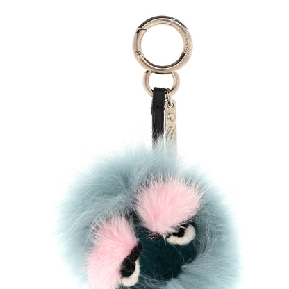 Fendi Fox Mink Rabbit Fur Vitello Flamingo Mini Monster Bag Bug Charm Lagoon Black Multicolor 3 of 4