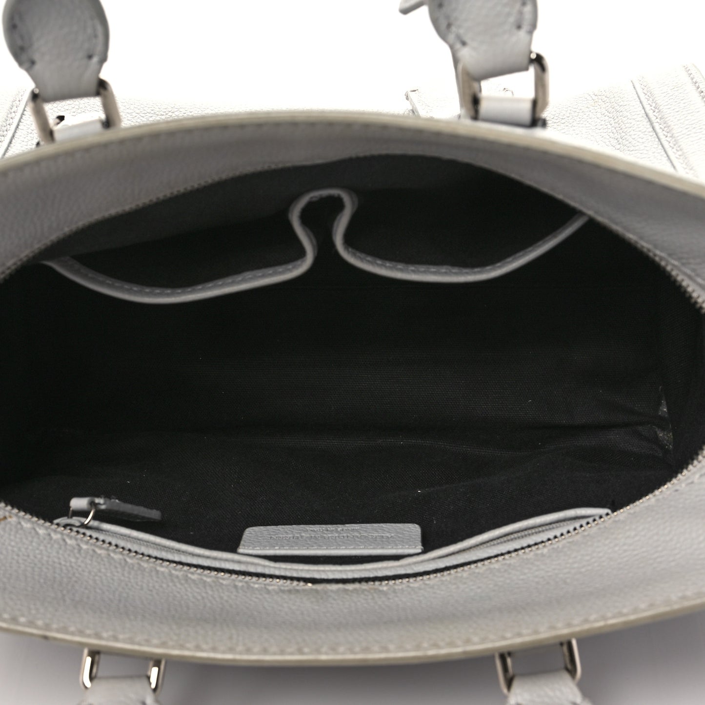 Pebbled Calfskin Small Skull Padlock Zip Around Tote Light Grey
