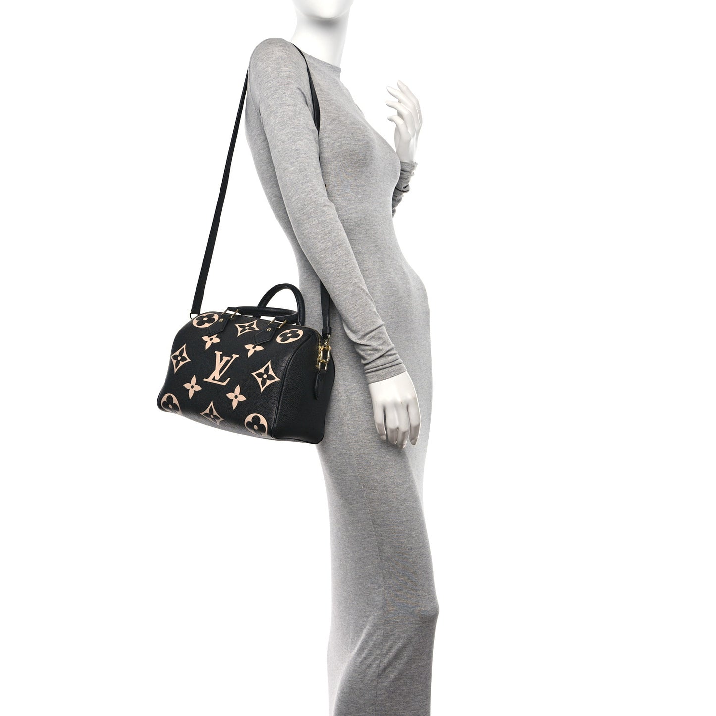 Empreinte Monogram Giant Speedy Bandouliere 25 Black Beige