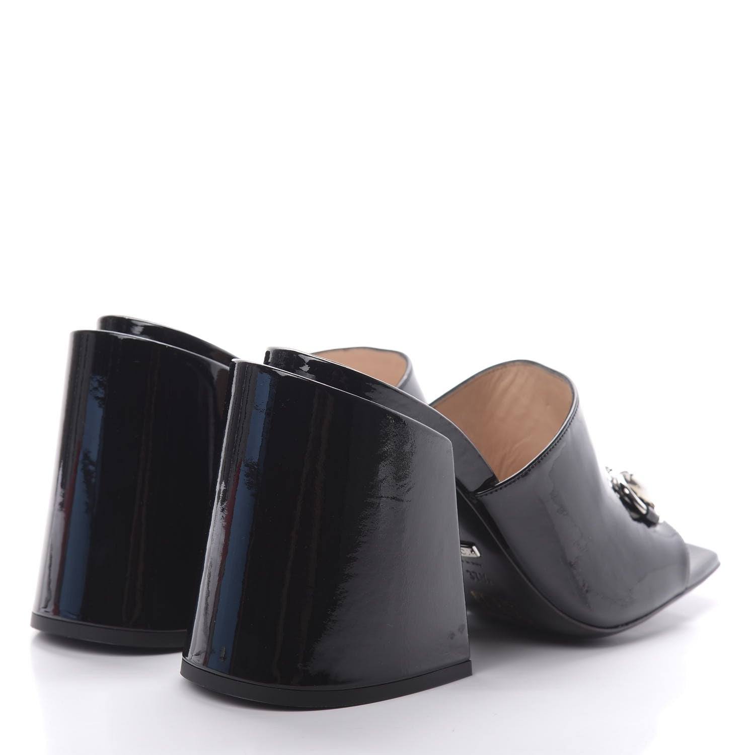 Gucci Patent Lexi Horsebit High-Heel Slide Sandals 37.5 Black 4 of 10