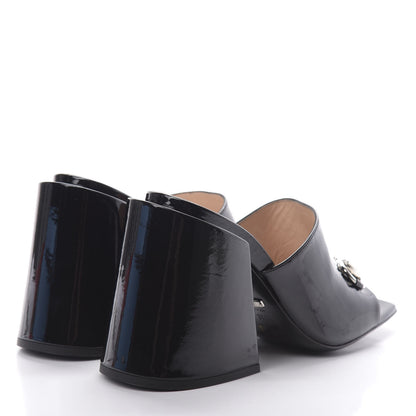 Gucci Patent Lexi Horsebit High-Heel Slide Sandals 37.5 Black 4 of 10