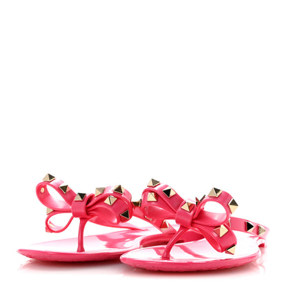 Valentino Garavani PVC Jelly Rockstud Bow Thong Sandals 38 Shadow Pink 4 of 10