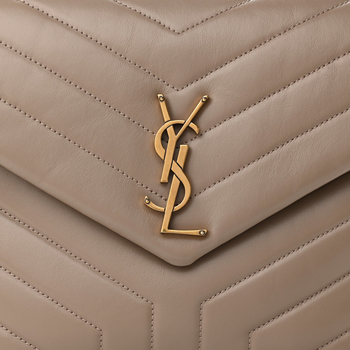 Calfskin Y Quilted Monogram Medium Loulou Chain Satchel Dark Beige