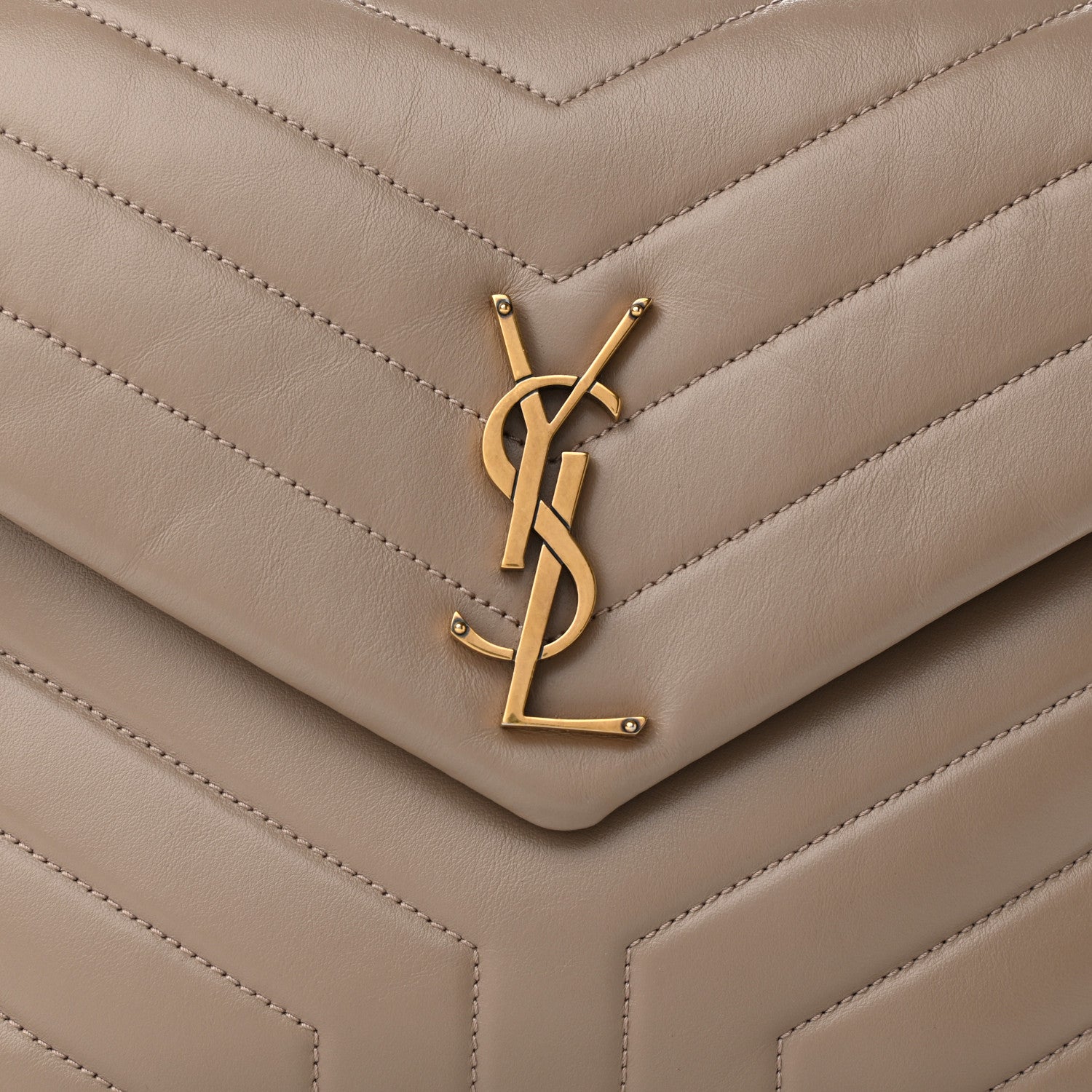 Saint Laurent Calfskin Y Quilted Monogram Medium Loulou Chain Satchel Dark Beige 8 of 10