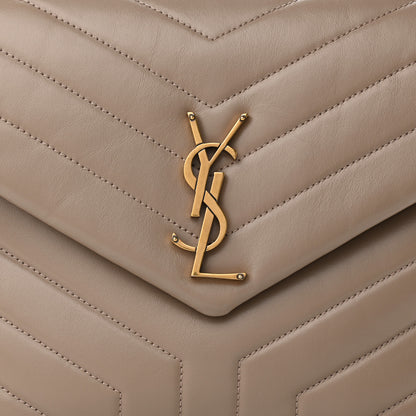 Saint Laurent Calfskin Y Quilted Monogram Medium Loulou Chain Satchel Dark Beige 8 of 10