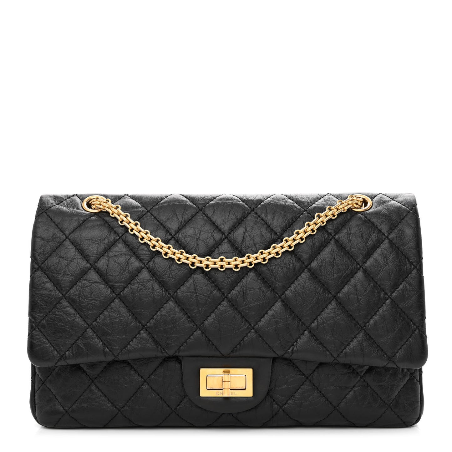 Aged Calfskin Quilted Reissue 227 Flap Black