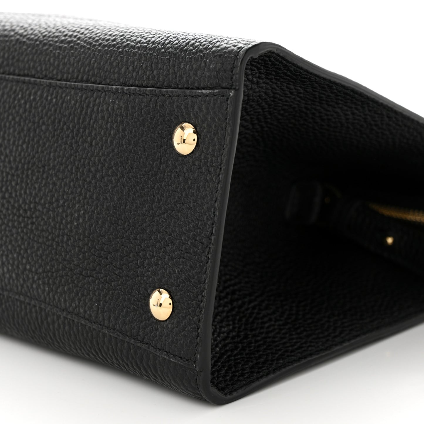 Hammered Calfskin Double Handle Small Amy Tote Black