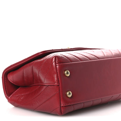 Chanel Aged Calfskin Chevron Quilted Mini Coco Handle Flap Red 9 of 11