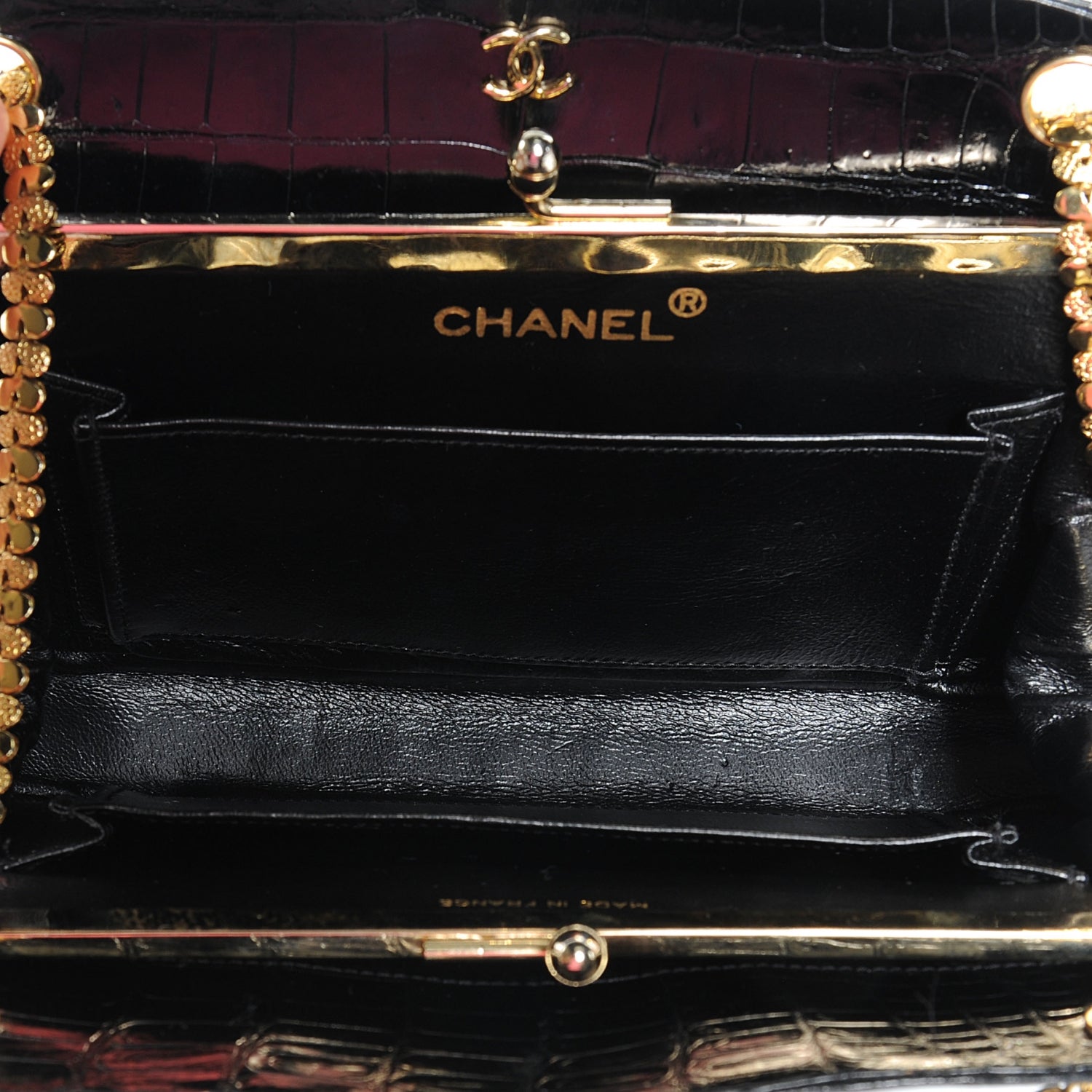 Chanel Crocodile Evening Bag Black 5 of 7