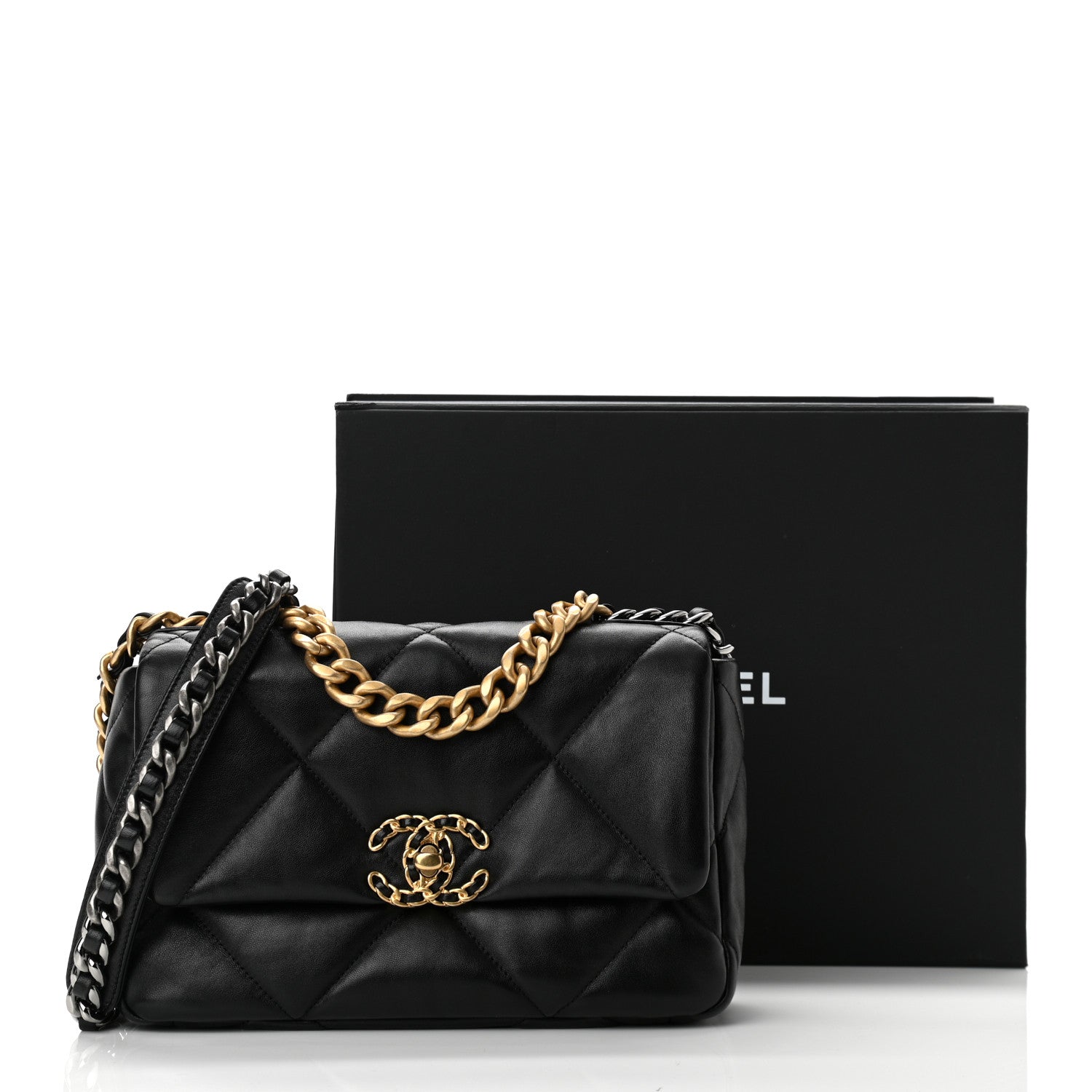 Chanel Goatskin Quilted Medium Chanel 19 Flap Black 12 of 12