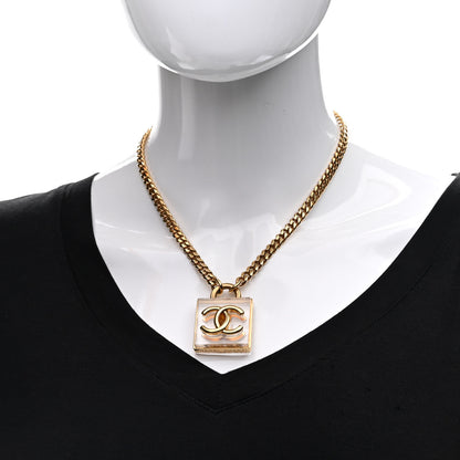 Chanel Metal Resin CC Square Necklace Gold Transparent 2 of 6