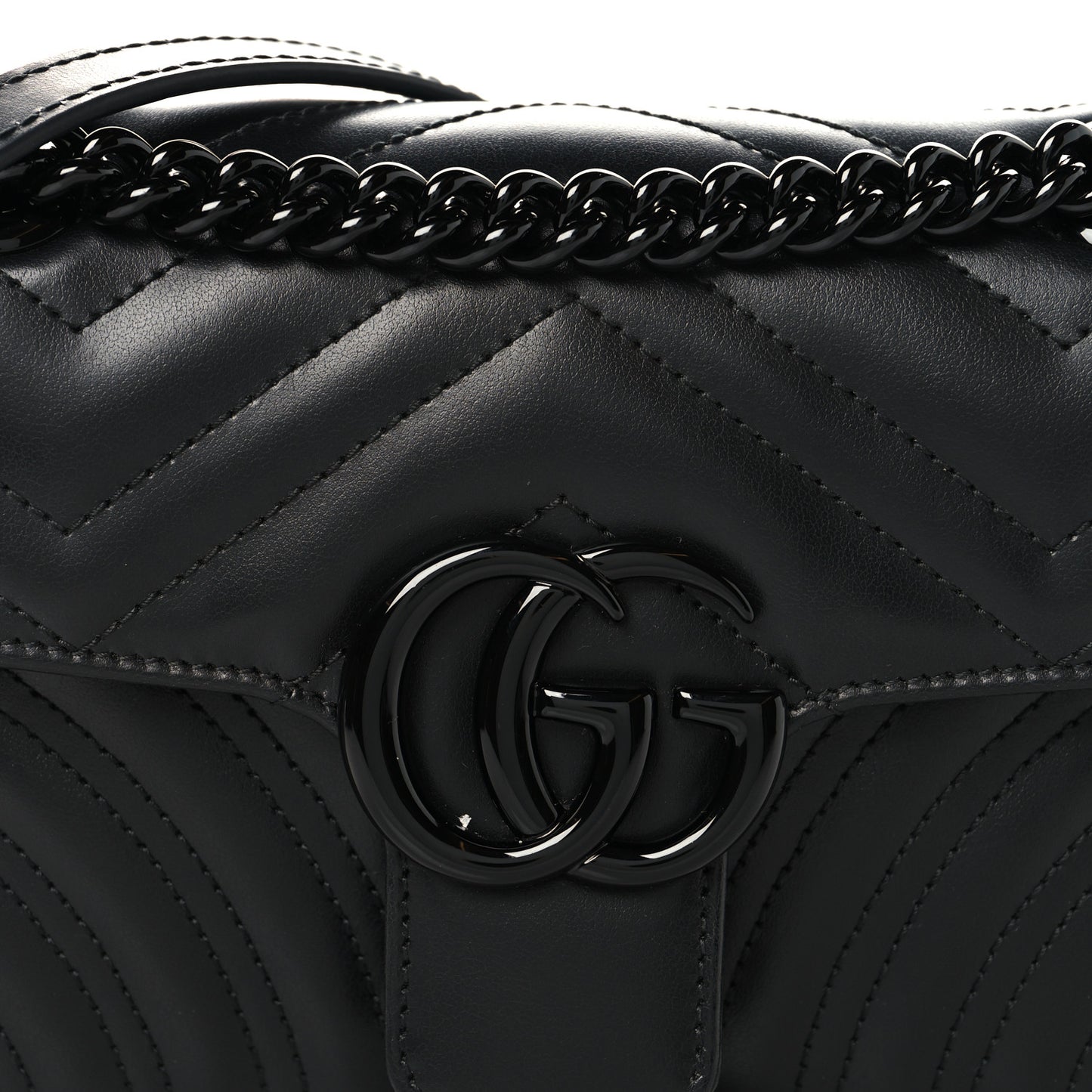 Calfskin Matelasse Monochrome Mini GG Marmont Shoulder Bag Black