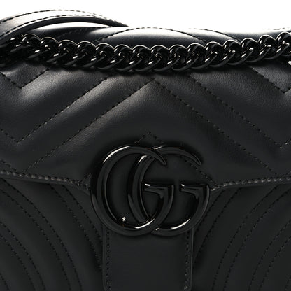 Gucci Calfskin Matelasse Monochrome Mini GG Marmont Shoulder Bag Black 8 of 11