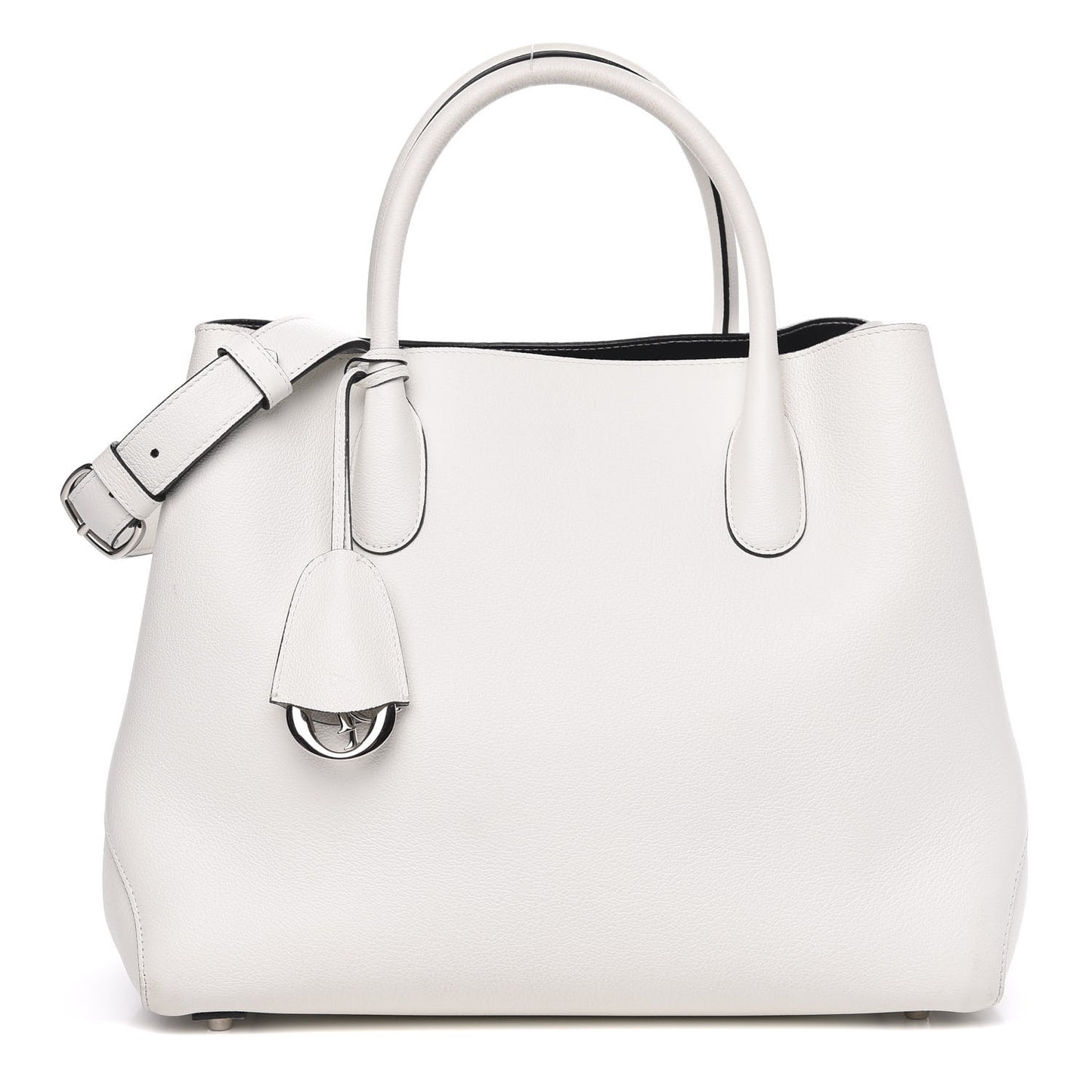 Supple Grained Calfskin Large Open Bar Tote White