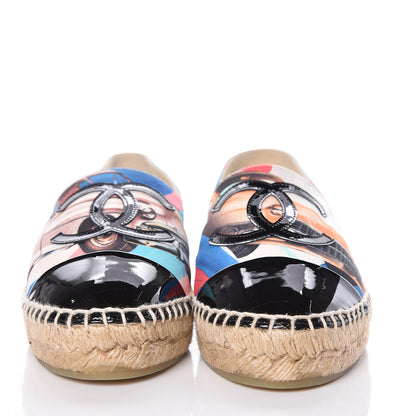 Chanel Crepe Patent CC Espadrilles 36 Multicolor Black 2 of 11