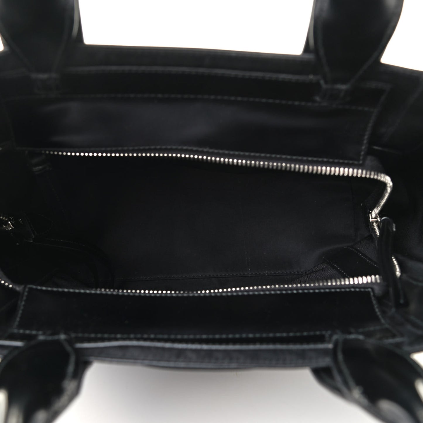 Tessuto Nylon Spazzolato Small Ouverture Top Handle Bag Black