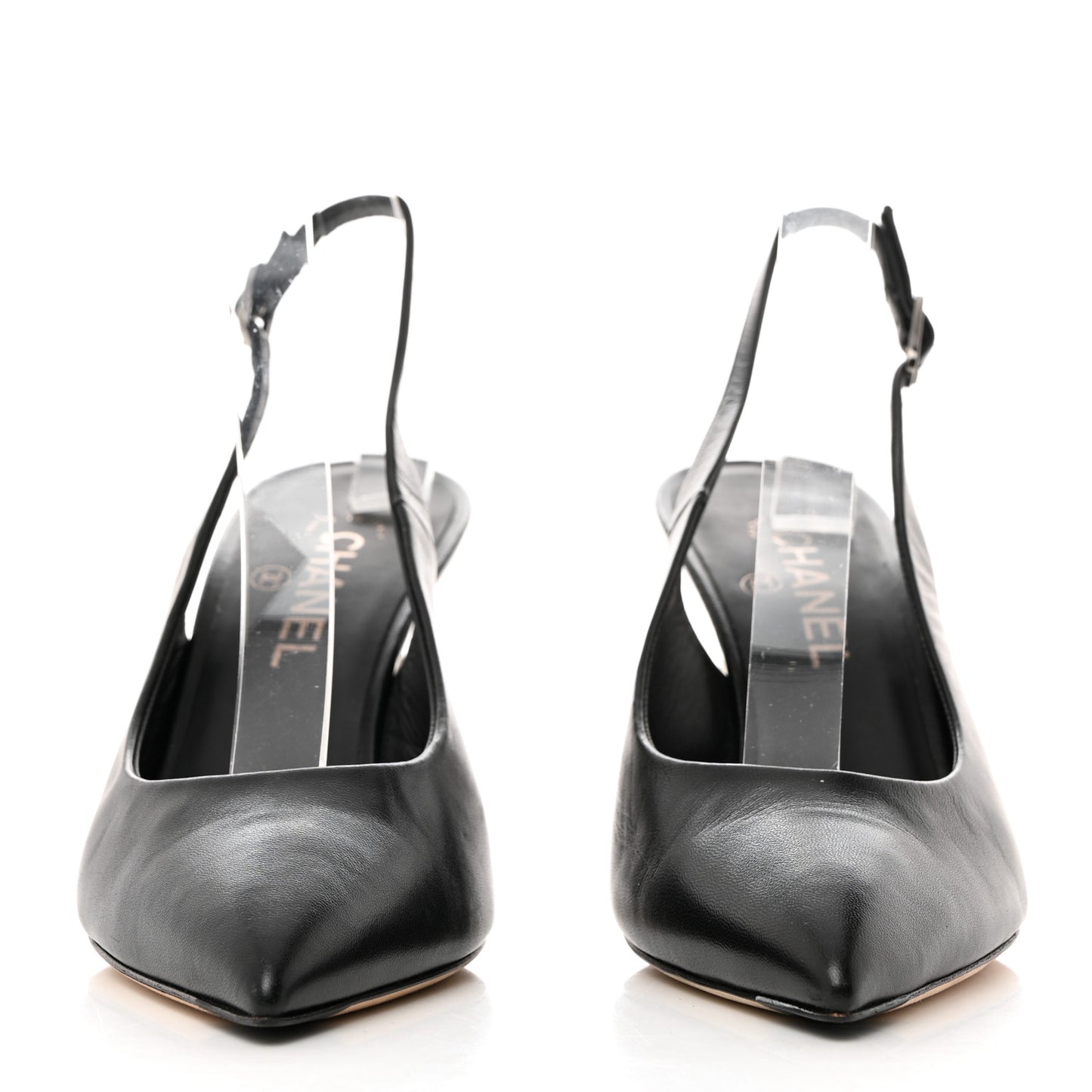 Lambskin Slingback Snake Pearl Heel 39.5 Black