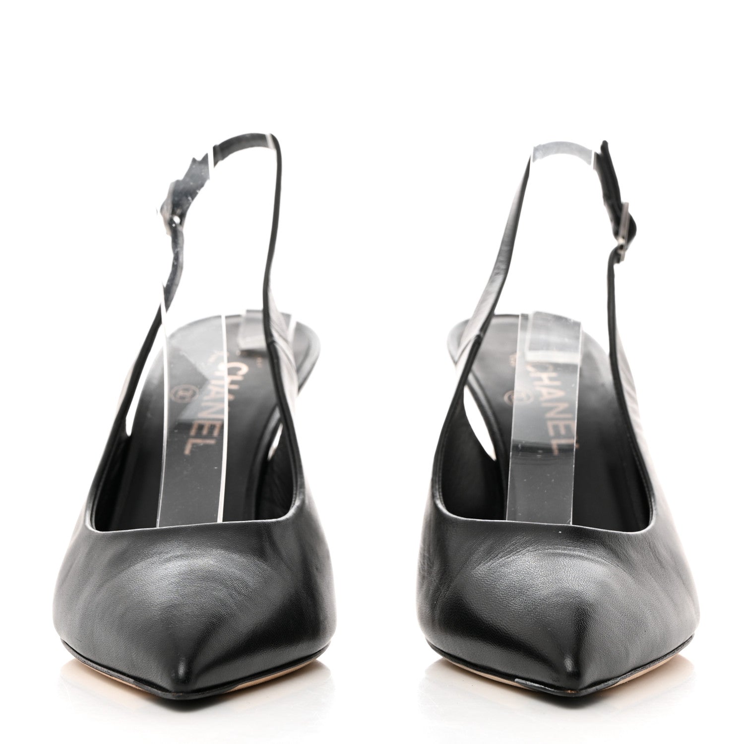 Chanel Lambskin Slingback Snake Pearl Heel 39.5 Black 3 of 10