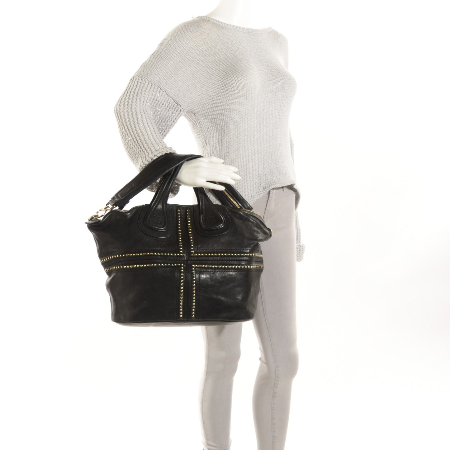 Lambskin Studded Medium Nightingale Black