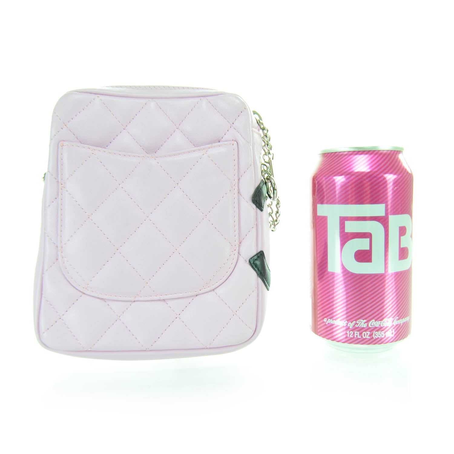 Chanel Calfskin Quilted Cambon Pouch Pink Black 2 of 8