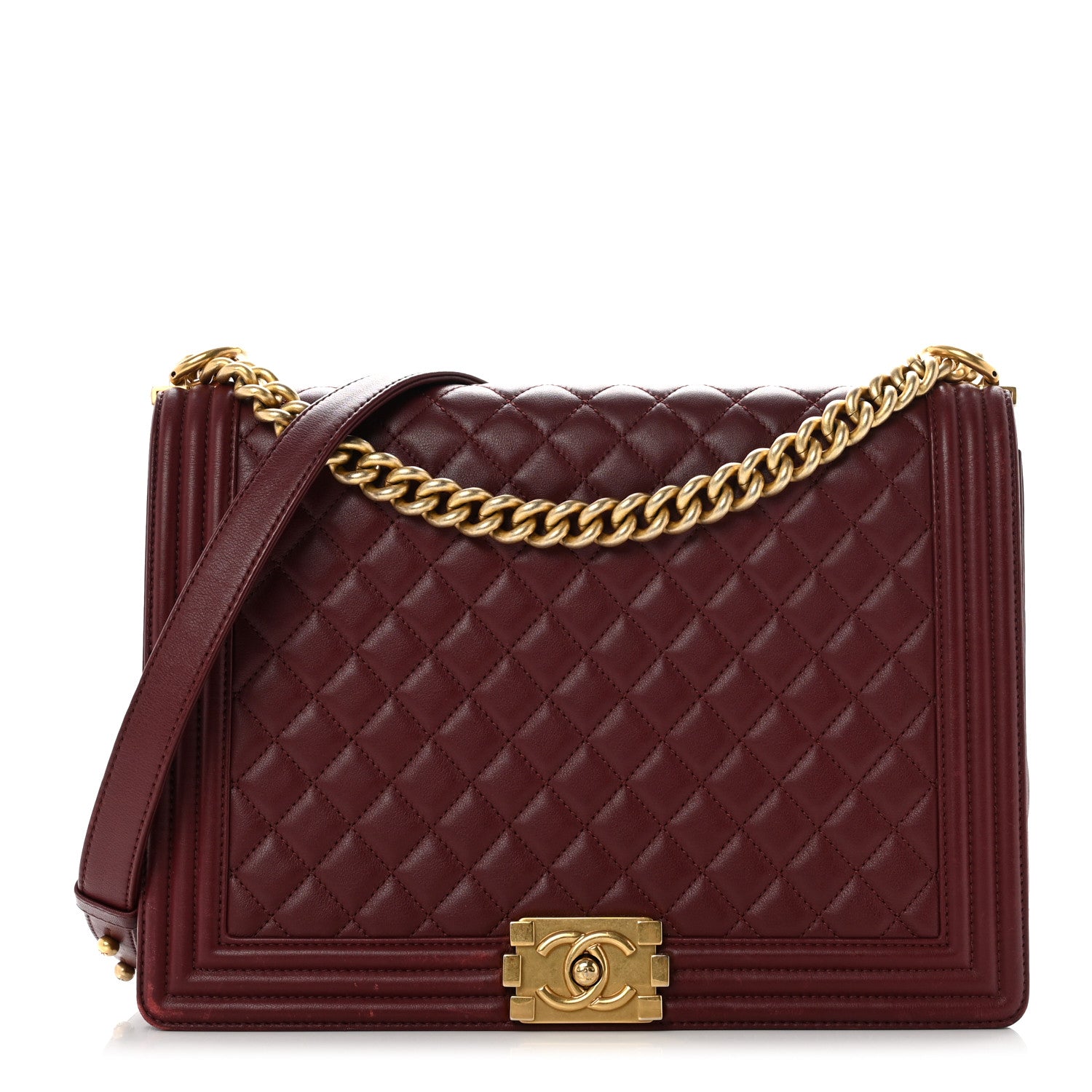 Chanel Lambskin Quilted Large Boy Flap Dark Red 1 of 9