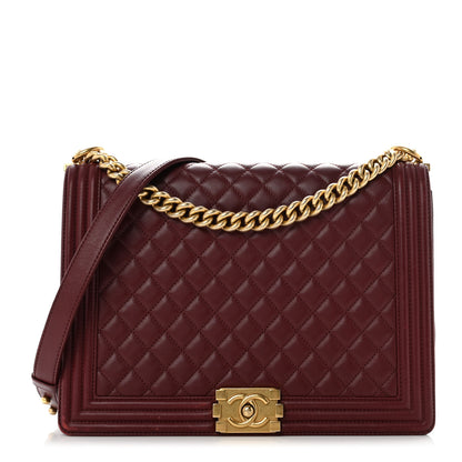 Chanel Lambskin Quilted Large Boy Flap Dark Red 1 of 9