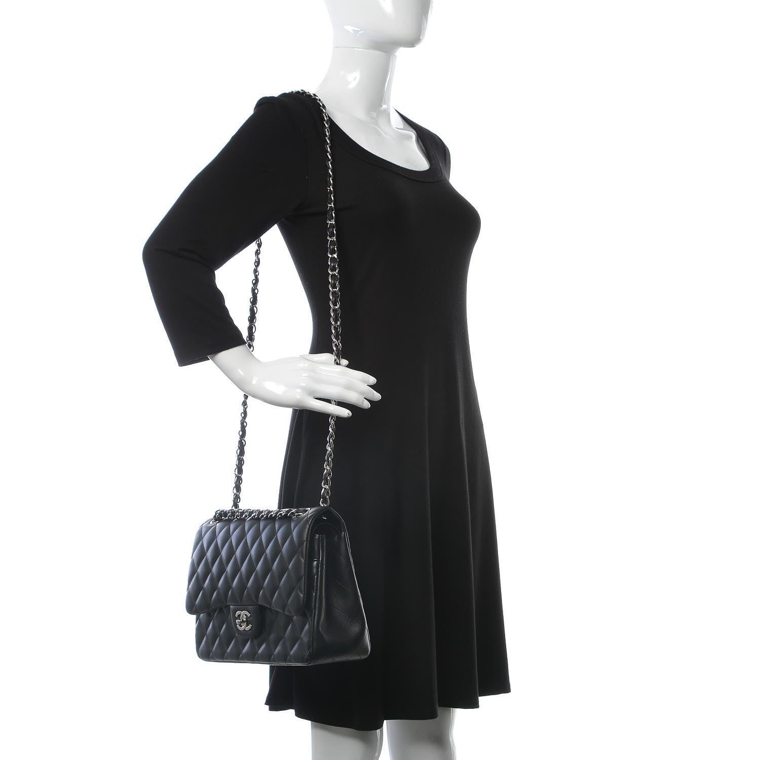 Chanel Lambskin Quilted Jumbo Double Flap Black 2 of 8